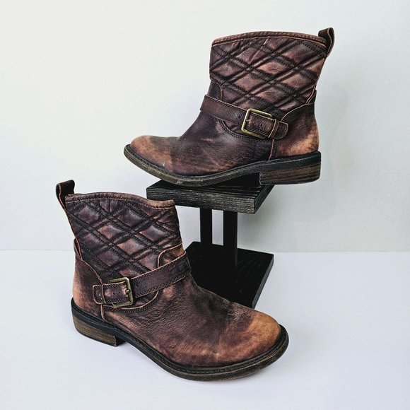 LUCKY BRAND Nordic Quilted Distressed Leather Boots Booties - Size 7M - Picture 2 of 10